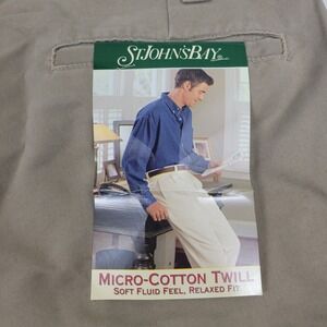 St John's Bay Micro‎ Cotton Twill Double Pleated Khaki Pants Mens 40 x 30 NWT